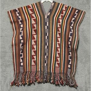 Wool Blend Handmade‎ Poncho Baja Boho Mexican Festival Hippie Outdoor Surf Camp